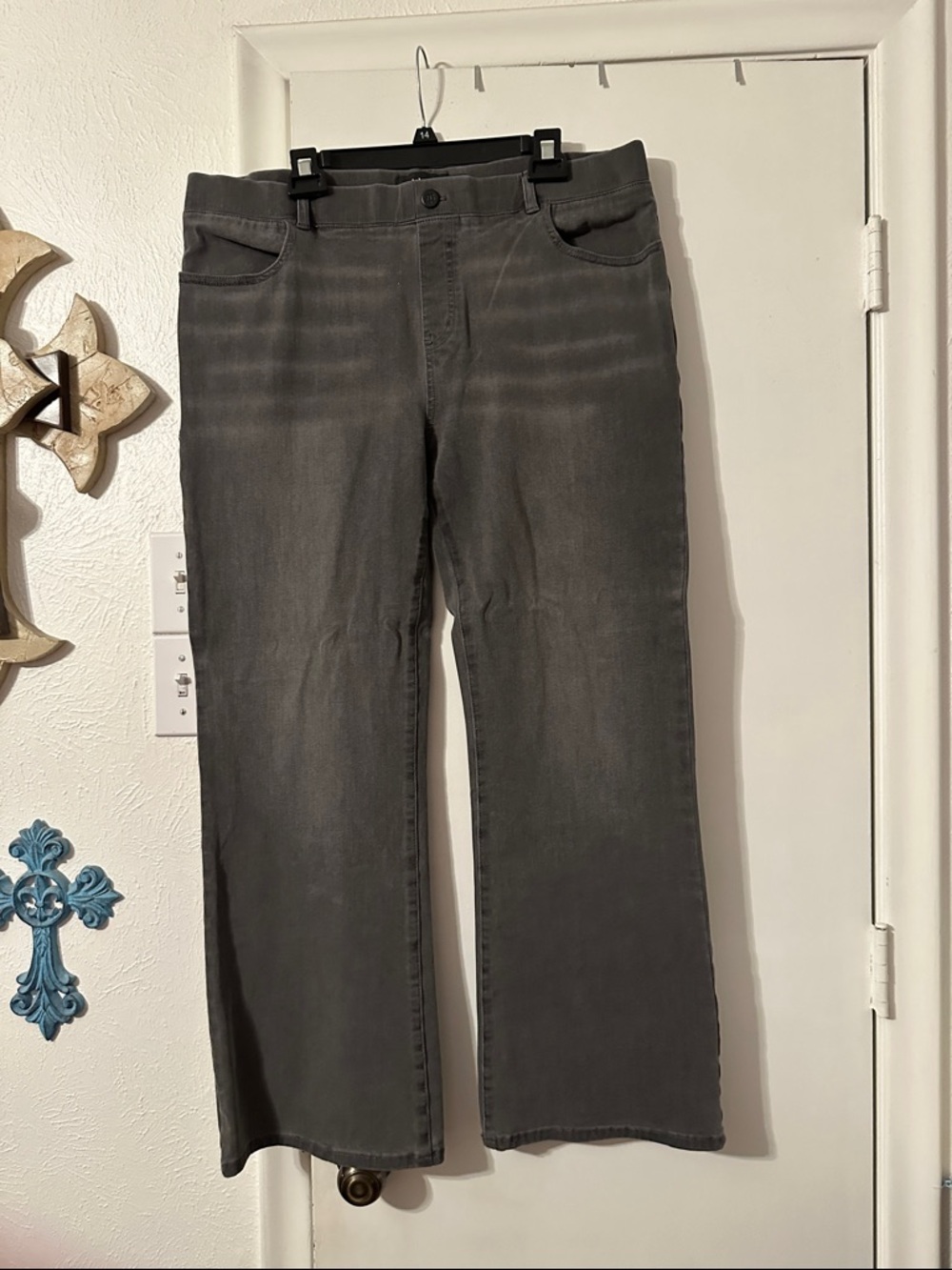 Betabrand Women's Gray Boot Cut Jeans